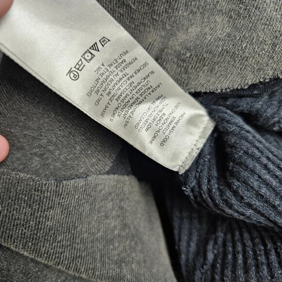 We The Free People Thermal Shirt XS Relaxed Mixed Media Boho Grunge Preppy Black - Picture 3 of 7